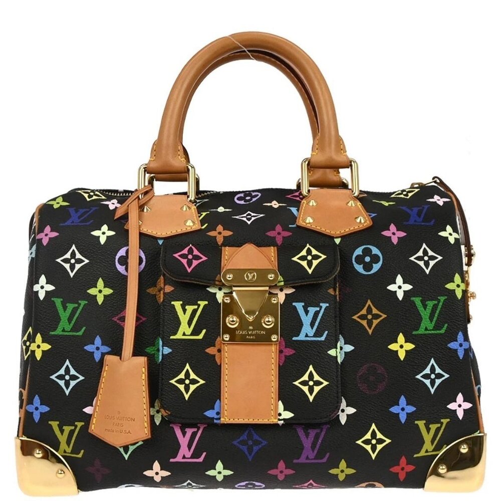 Louis Vuitton Black Monogram Multicolor Speedy 30 Handbag M92642 SD1004 135452 - Picture 1 of 10